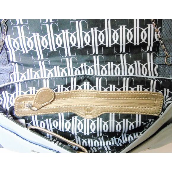 Jennifer Lopez Glacier Blue Gray HANDBAG CLUTCH + CHAIN Shoulder Purse 12x6 JLO! - Picture 5 of 8